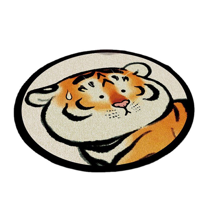 Brown Modern Rug Polyester Tiger Indoor Rug Washable Rug for Home Decor