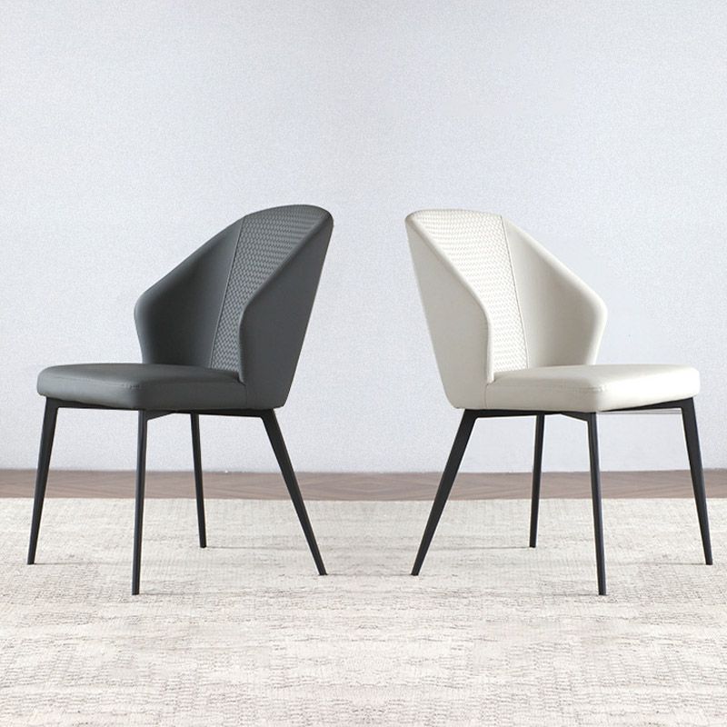 Contemporary Arm Chair Solid Back Metal Dining Room Chair for Indoor