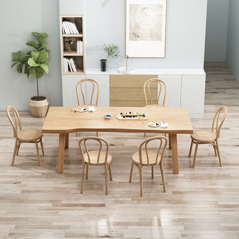 Modern Dining Set 1/2/5/7 Pcs Rectangle Solid Wood Dining Table and Chairs