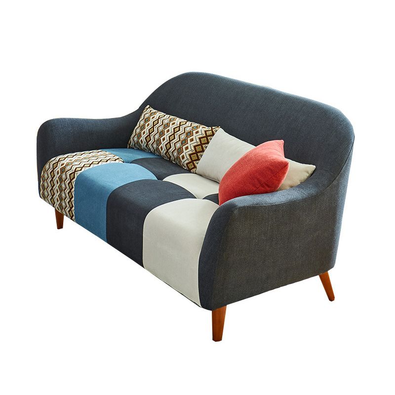 Contemporary Cotton Blend Loveseat with Flared Arm and 2 Pillows