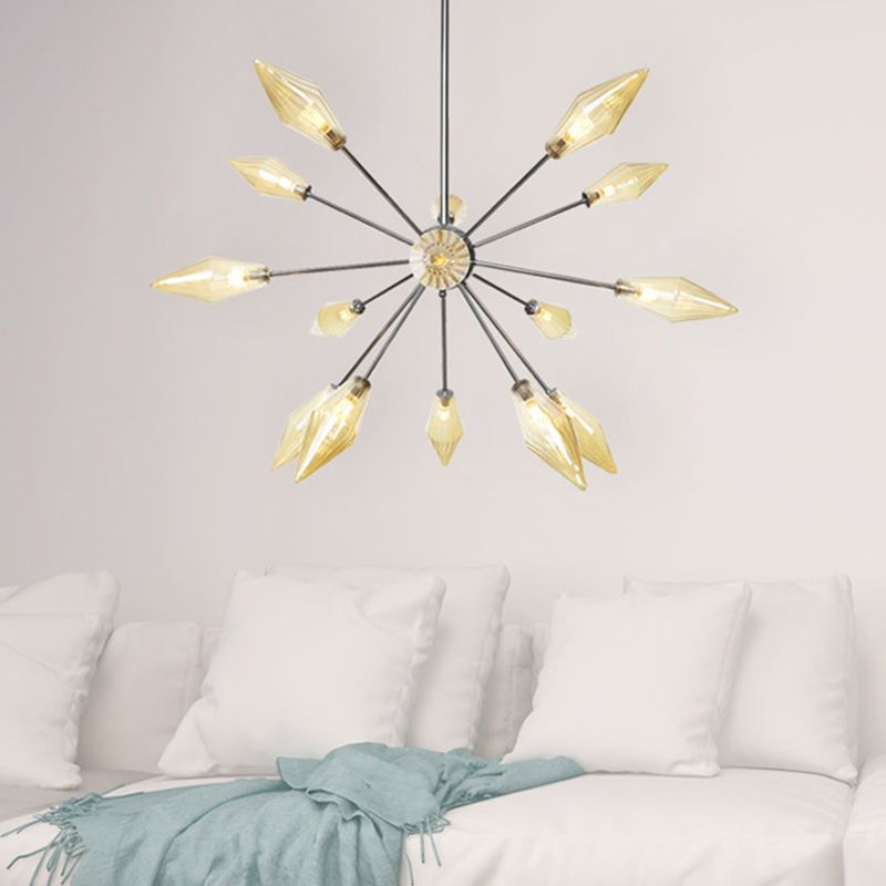 9/12/15-licht woonkamer hangende kroonluchter lamp Industrial Amber/Clear Pendant Light met diamantglasschaduw