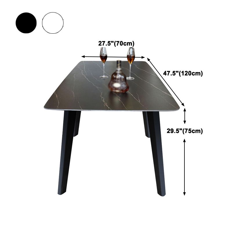 Stone Top Dining Table Rectangle Dining Table with 4 Solid Wood Legs