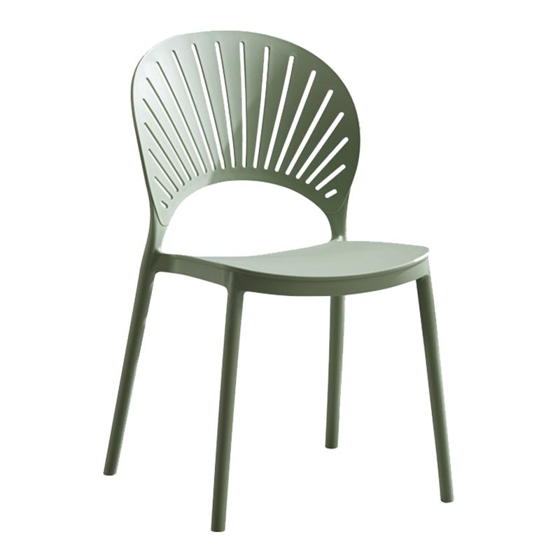 Silla de comedor escandinava de plástico, silla lateral con respaldo abierto para cocina