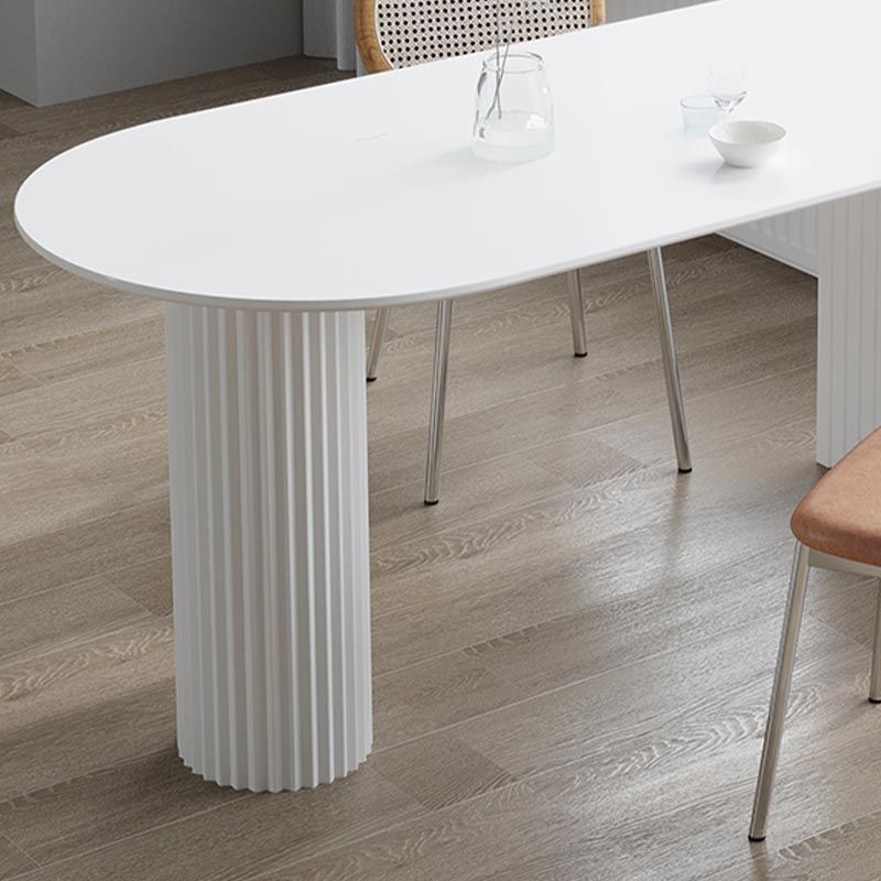 Minimalism Oval Dining Table Metal Double Pedestal Dining Table for Living Room