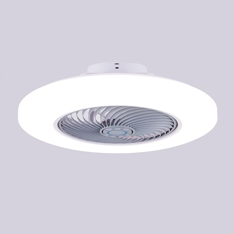 Acryl weiße LED -Deckenventilator Licht im modernen prägnanten Stil Eisen kreisförmiger Flush -Mount für Schlafzimmer