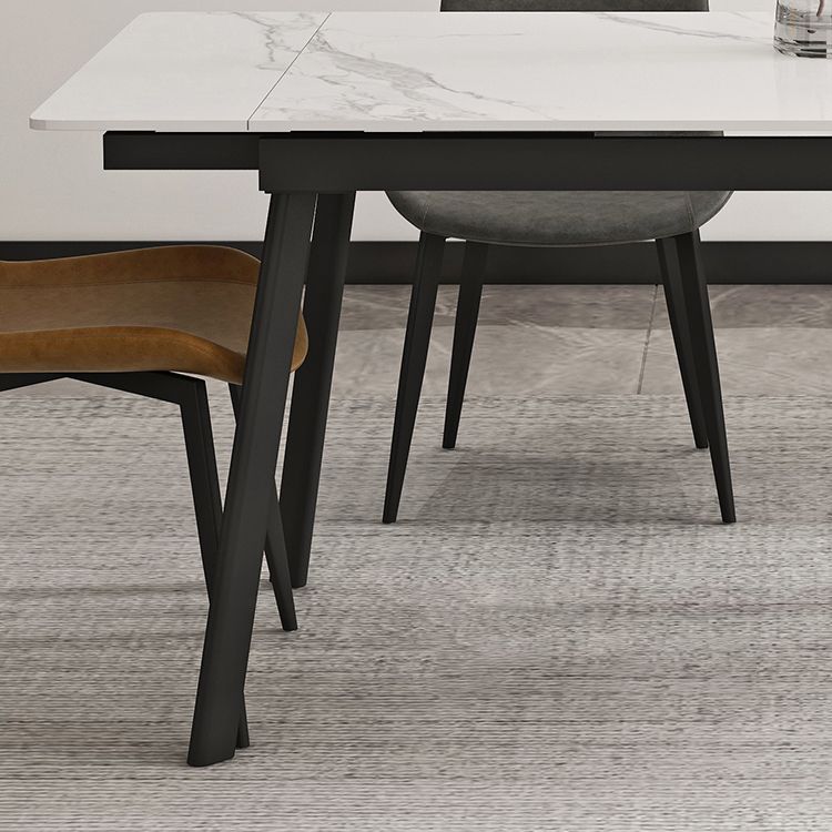 Modern 1/4/5/7 Pieces Rectangle Dining Table Set with Stone Top White Scalable Dinette Set