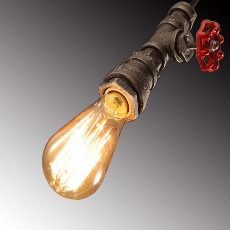 Industrial Metal Wall Sconce Pipe Shape Wall Light for Living Room in Rust