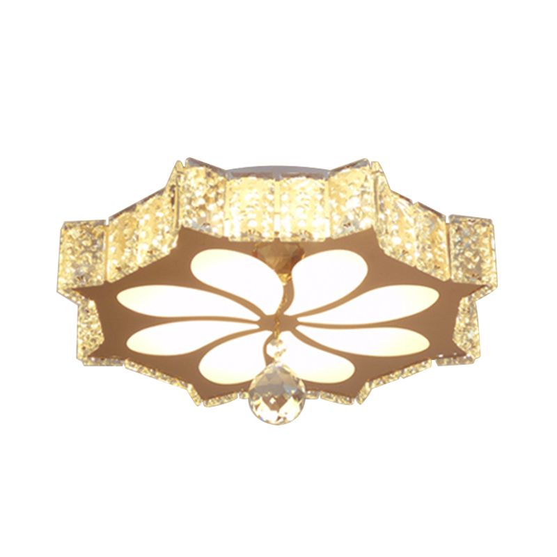 Flower Flushmount Modern Style Faceted Crystal LED Gold Flush Mount Lighting for Corridor