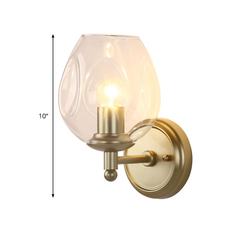 Coppa contemporanea Sconce Clear Digipled Blown Glass 1 Fun a monte della testa Lampada in oro
