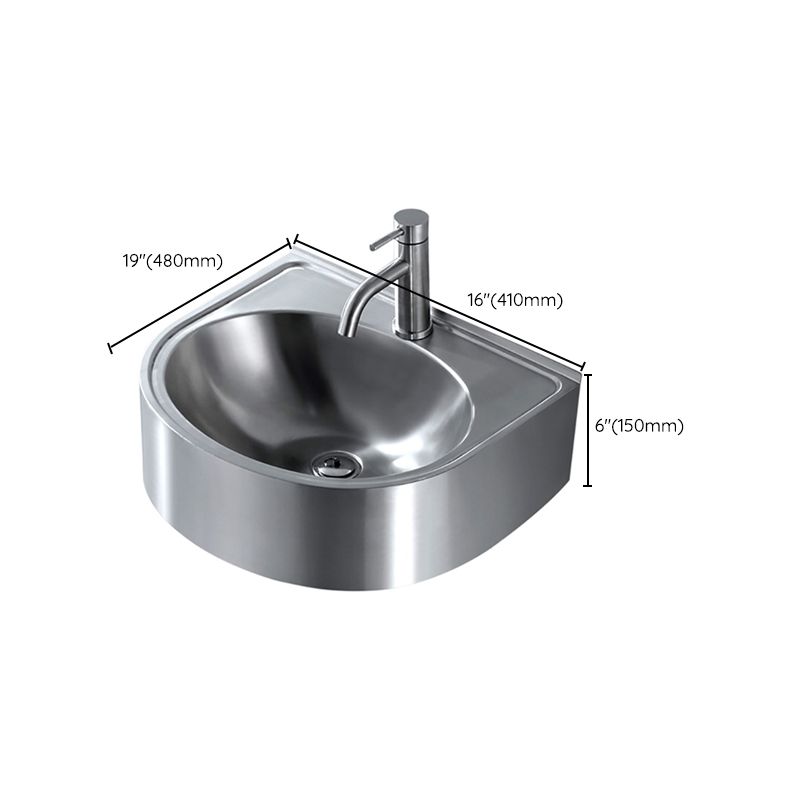 Modern Vessel Bathroom Sink Metal U-Shaped Wall Mount Bathroom Sink(Not Including Faucet)