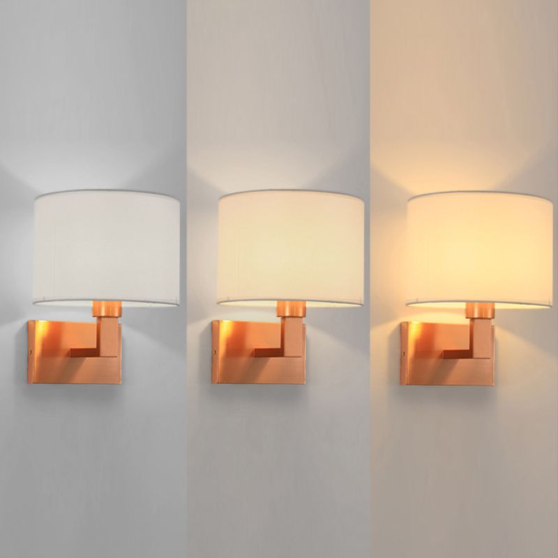 Cylinder Wall Lighting Modern Creative Fabric Wall Sconces in Gold