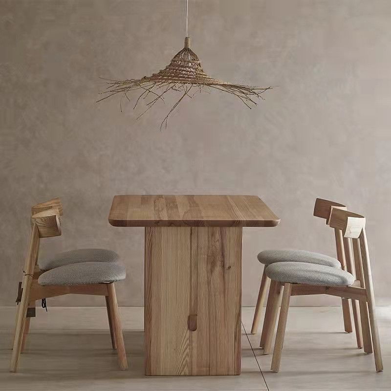Modern Pine Solid Wood Table for Restaurant Rectangle Dining Table with Trestle Base