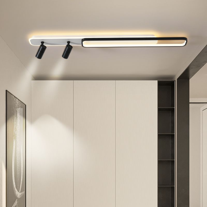 Lámpara de techo de metal de estilo minimalista moderno con montaje semi empotrado LED acrílico rectangular para pasillo