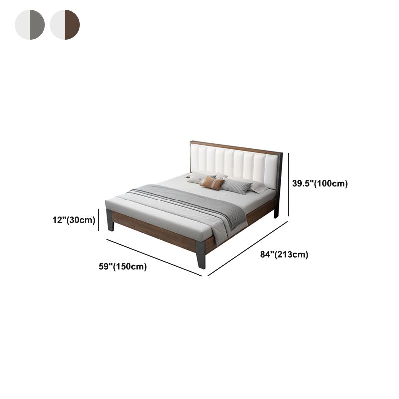 Modern Panel Wood Standard Bed with Rectangular Headboard for Bedroom