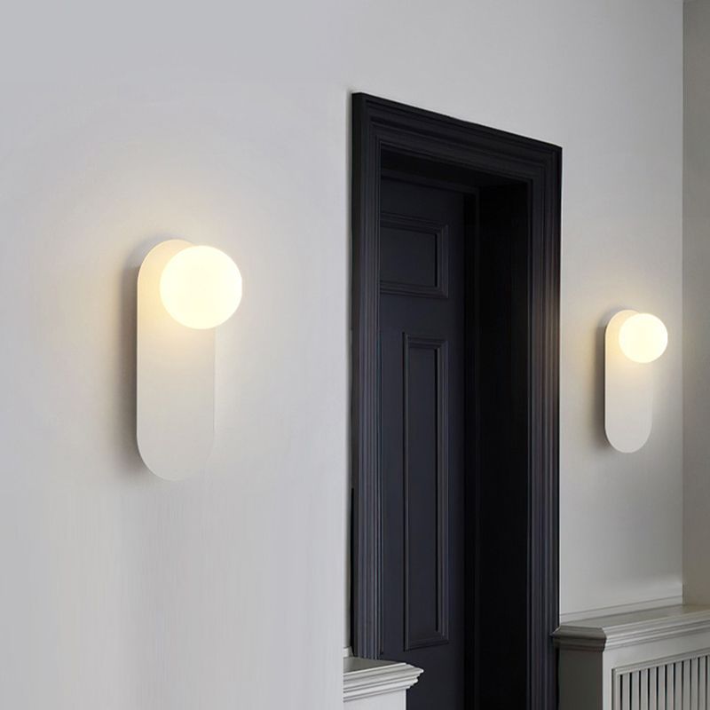 Single Modernism White/Black Wall Mounted Sconce Glass Shaded Wall Light