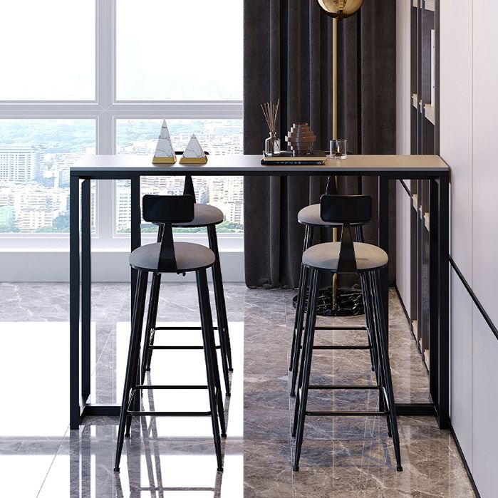 Contemporary Rectangle Bar Dining Table Stone Top and Iron Base  Bar Table