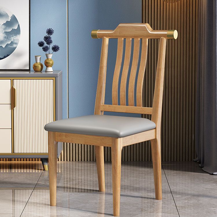 Industrial Kitchen Dining Chair Solid Wood Slat Back Armless Chair