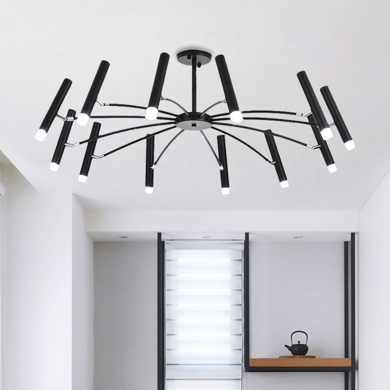 Ombra lineare regolabile Grande lampadario metallo 12/24 luci a soffitto moderno in oro nero/rosa