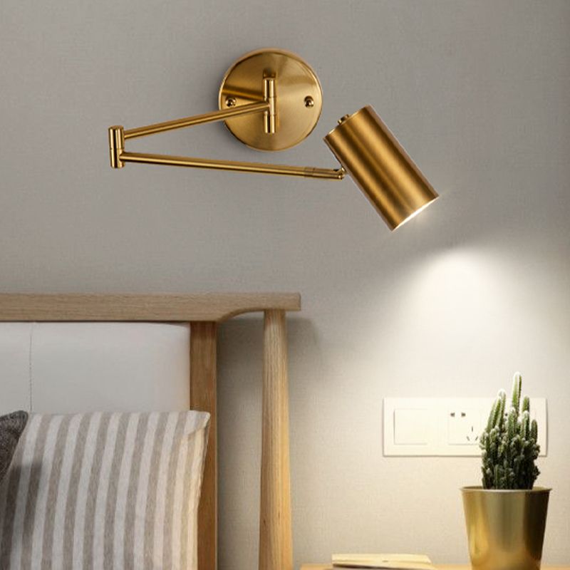 Half Cylinder Shade Swing Arm Wall Lighting Modern Style Metal 1 Light Sconce Lamp