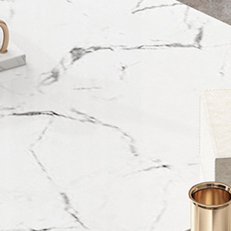 Glam Style Cocktail Table with Shelf and Drawer Stone Ova Top Coffee Table