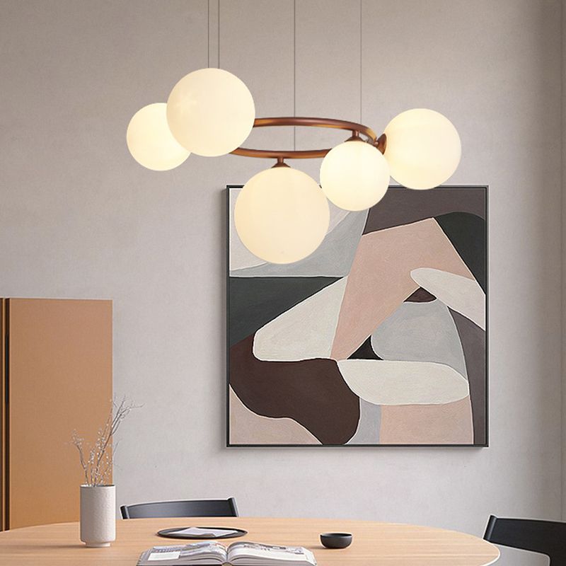 Blown Glass Globe Chandelier Modern Stylish Dining Room Hanging Light