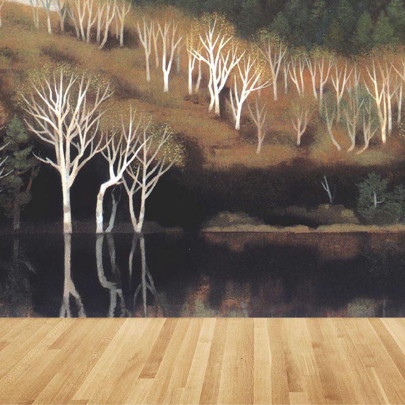 Blackish Green Woodlands Wall Mural for Decoration Contemporary Guest Room Wall Art