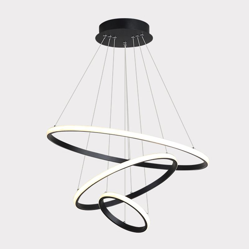 Metal Circular Pendant Lighting Fixture Modern Style LED Hanging Chandelier