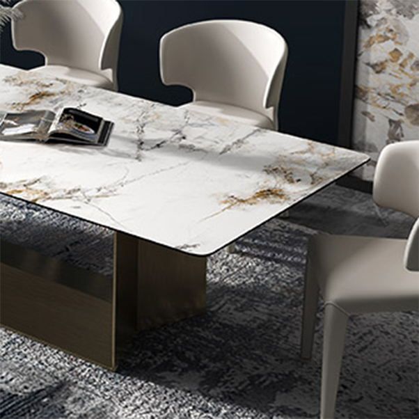 Designer Style Sintered Stone Dining Set Rectangle 1/2/3/6/7 Pieces Dining Room Table Set