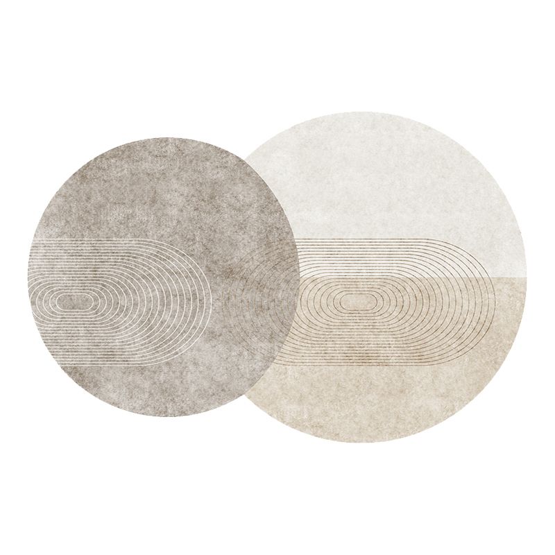 Grey Living Room Area Carpet Color Block Polyester Area Rug Non-Slip Backing Rug