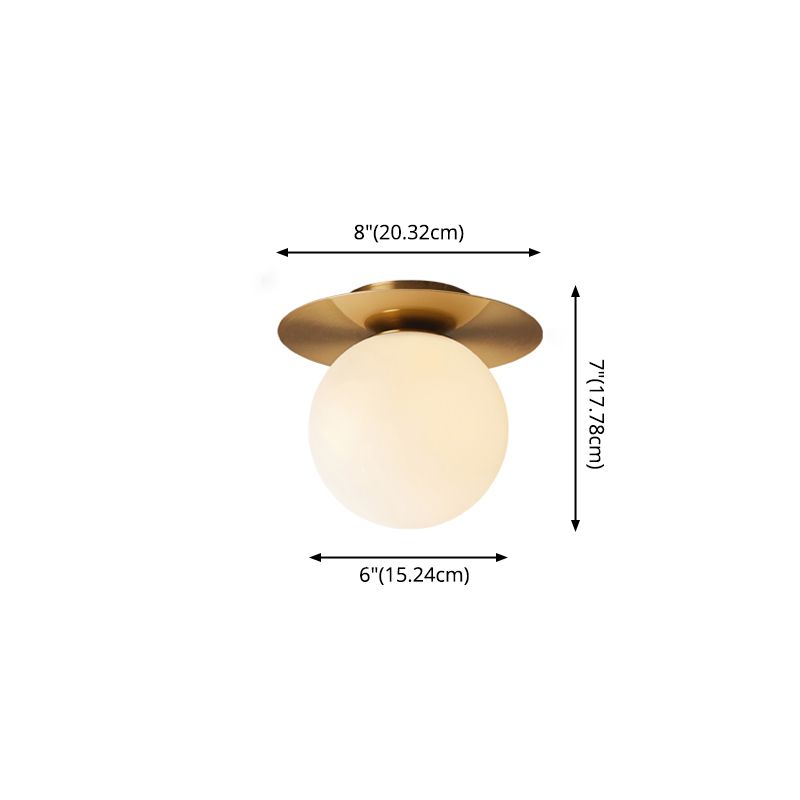 Glass Brass Ceiling Light in Modern Concise Style Iron Globe Flush Mount for Corridor