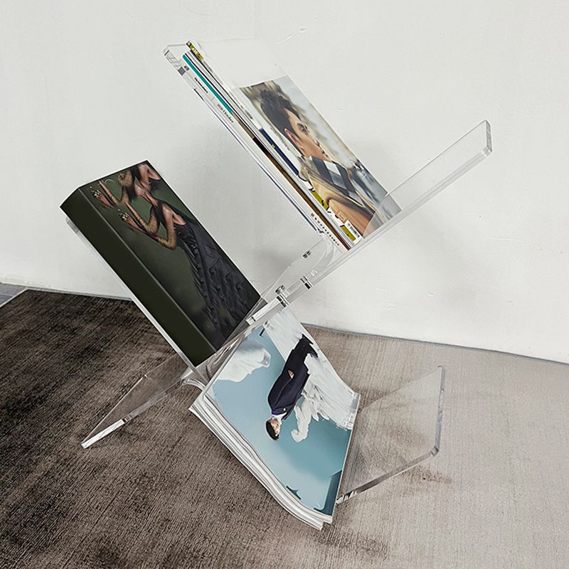 Contemporary Acrylic Bookshelf Standard Clear Open Back Bookcase