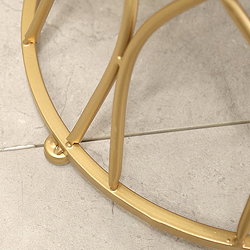 Glam Velvet Ottoman Plain Round Metal Frame Foot Stool Ottoman