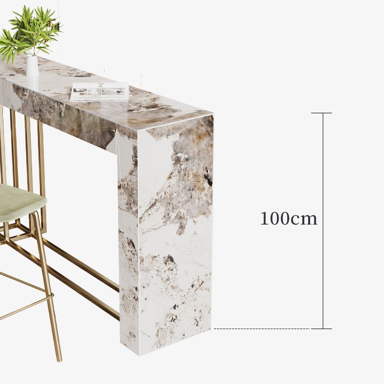 1/3 Pieces Glam Rectangle Sintered Stone Counter Table with High Stools