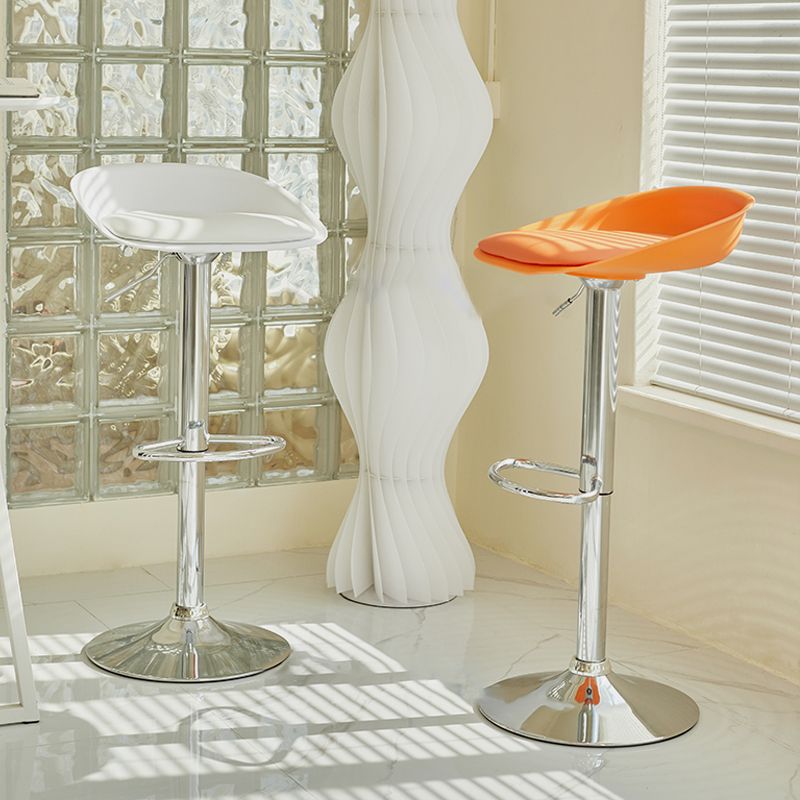 Plastic Adjustable Height Bar Stool Modern PU Upholstered Stool with Footrest