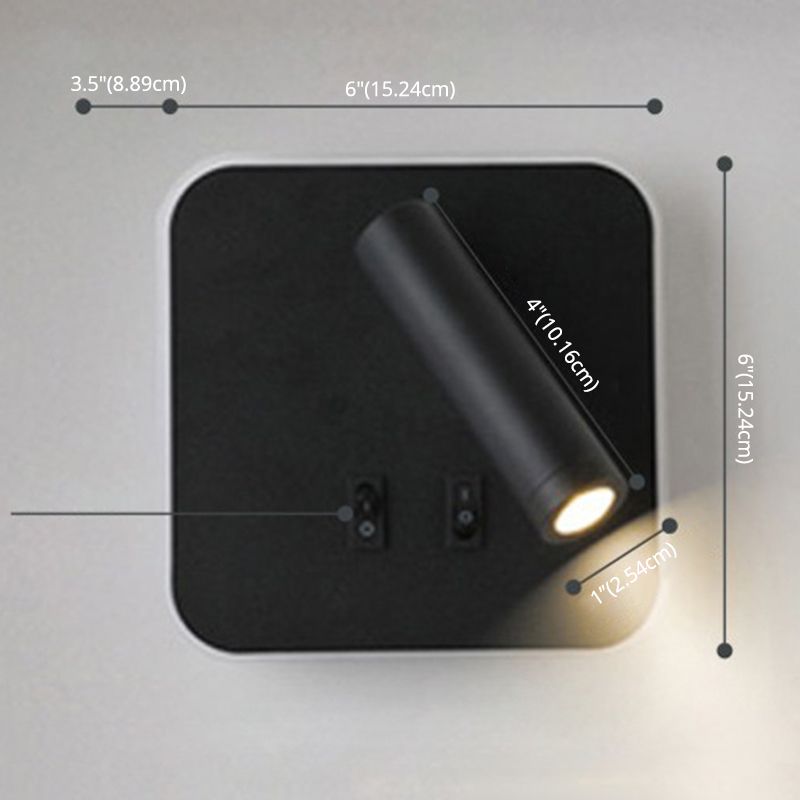 350° Rotatable LED Spotlight Wall Lamp Nordic Minimalism Bedside Reading Lamp with Backplane Night Light Design