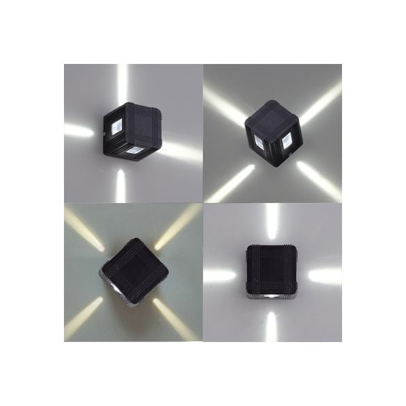 Aluminum Cubic Shade Sconce Wall Light Contemporary Stylish LED Black Wall Lamp in White/Warm Lighting