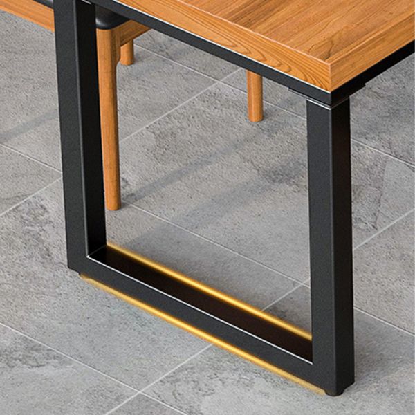 Industrial Style Dining Table Rectangle Solid Wood Table with Black Frame