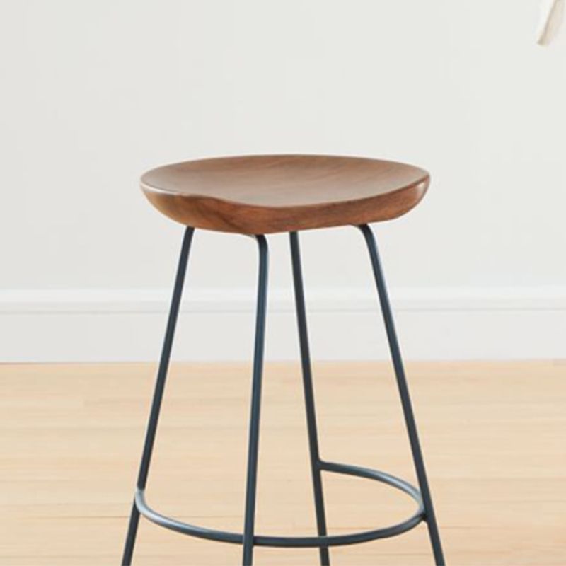 Contemporary Solid Wood Counter Stool Saddle Seat Living Room Bar Stool