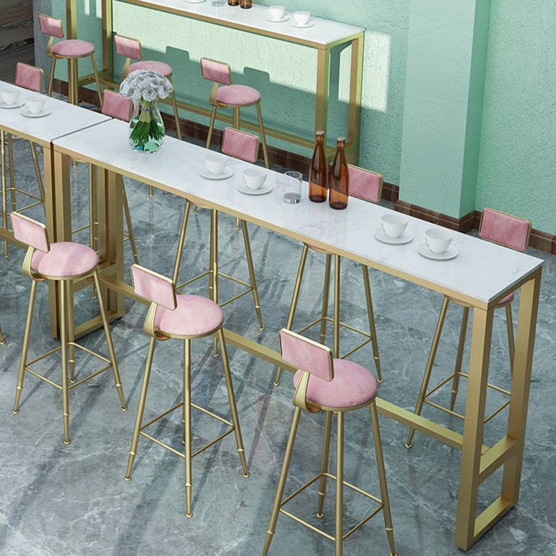 Rectangle Bar Dining Table Faux Marble Counter Height Dining Table