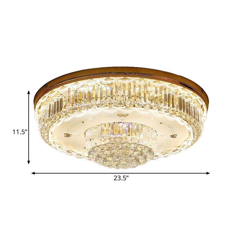 Prismatic Crystal Gold Flush Light 2 Tiers Minimalist LED Flush Mount Ceiling Fixture for Living Room