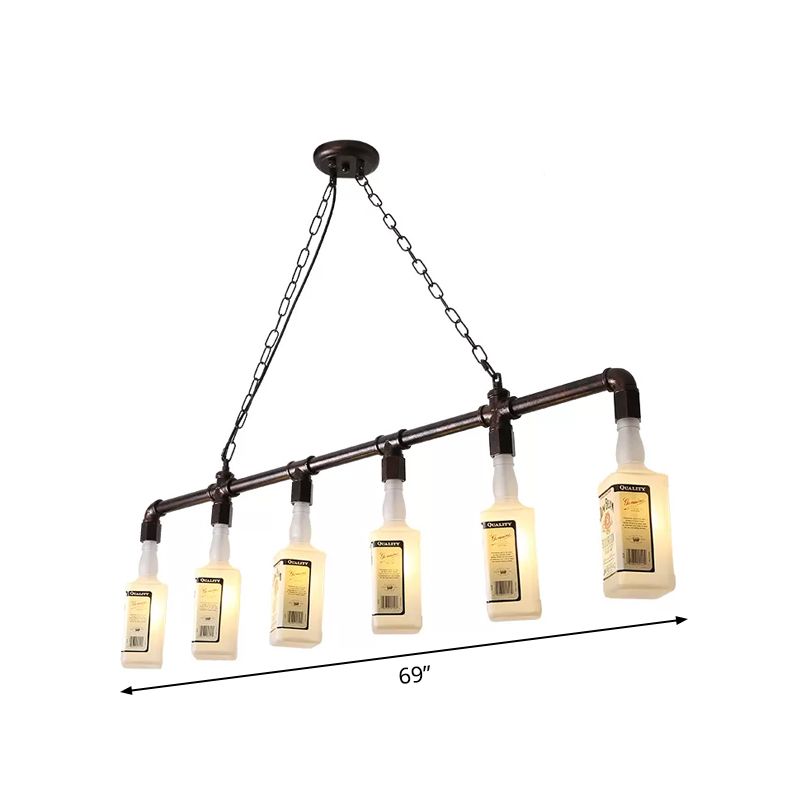 1/6/9-Bulb Frosted White Glass Island Lamp Loft Style Black Wine Bottle Restaurant Plafond Suspension Lamp