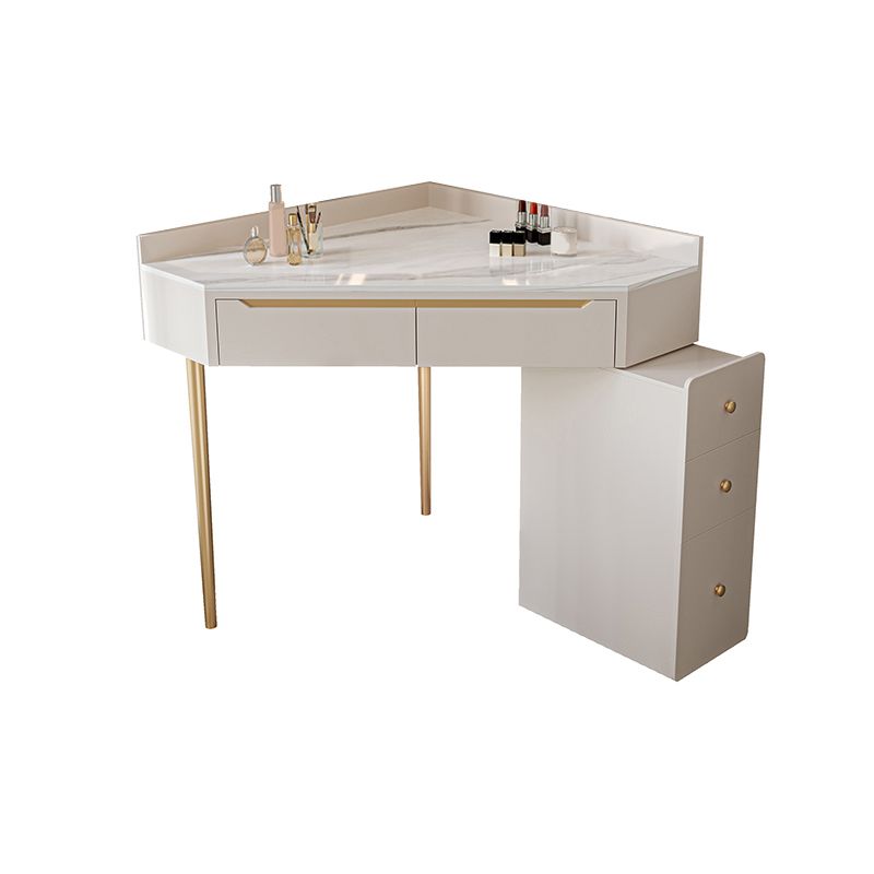 Slate Top Makeup Vanity Set with Drawers, Glam Makeup Vanity Desk Table