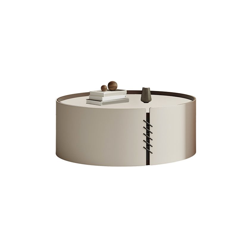 Contemporary Coffee Table Round Slate Drum Coffee Cocktail Table