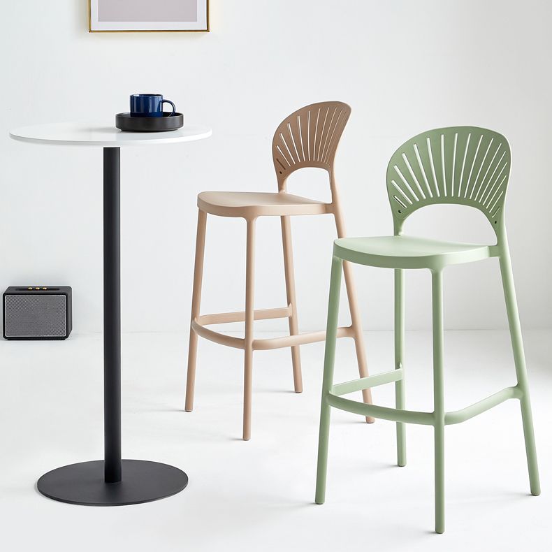 29.53" Plastic Scandinavian Kitchen Dining Room Armless Stool Low Back Bar Stool