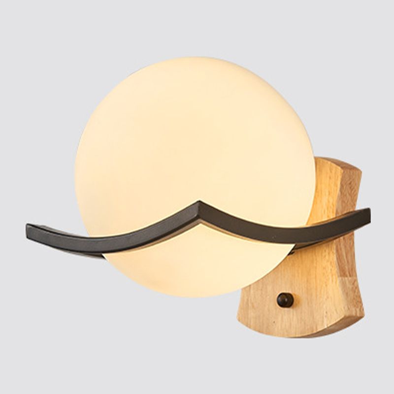 Modern Style Spherical Shape Wall Sconce Glass 1 Light Sconces for Bedroom