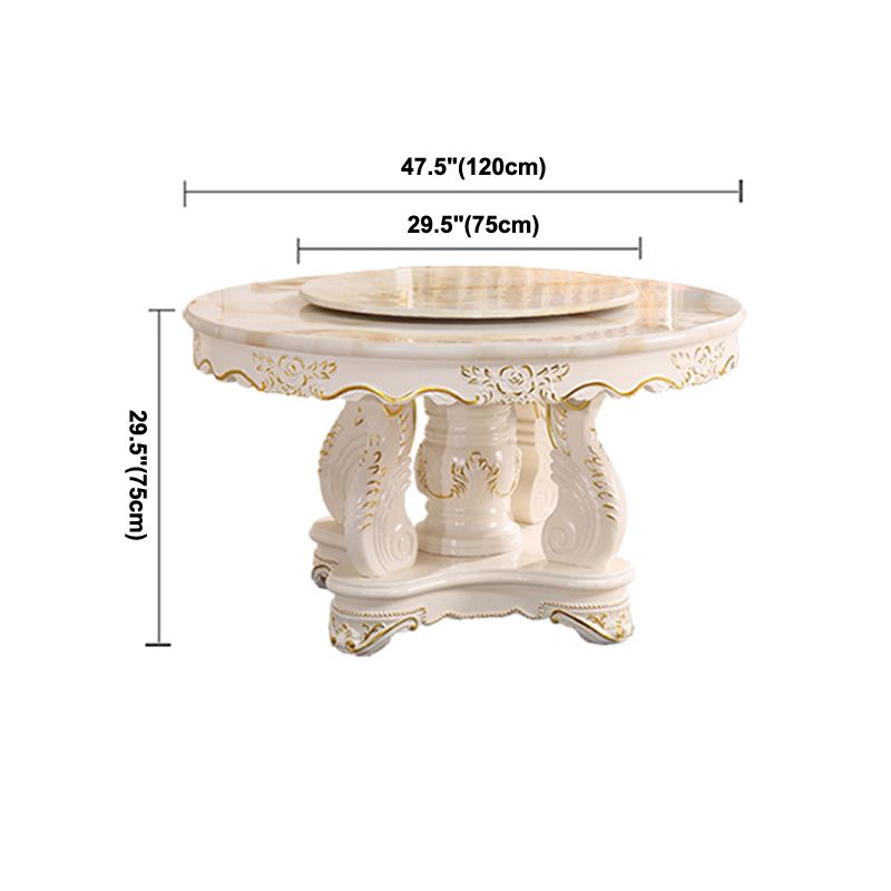 Table ronde victorienne en bois massif avec base de piédestal