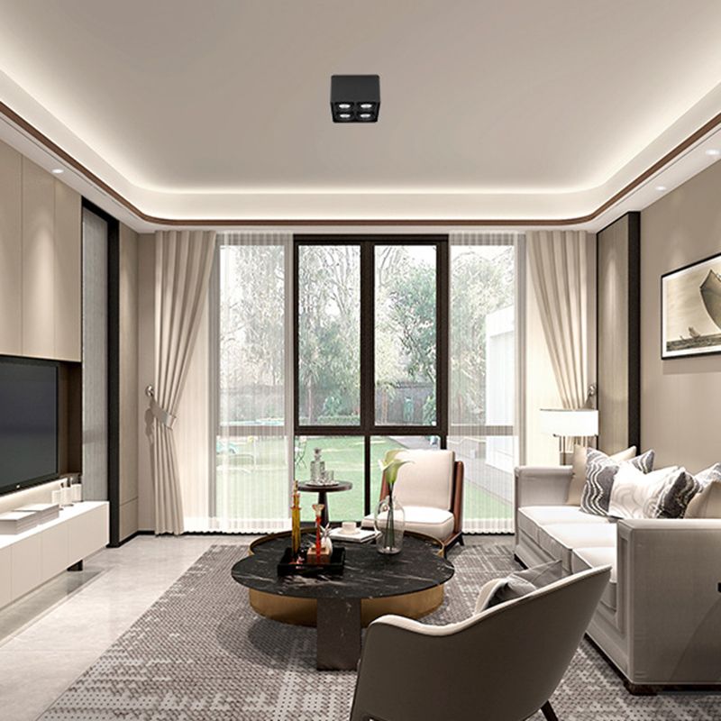 Contemporary Square Shape Ceiling Light with Aluminum Shade for Bedroom