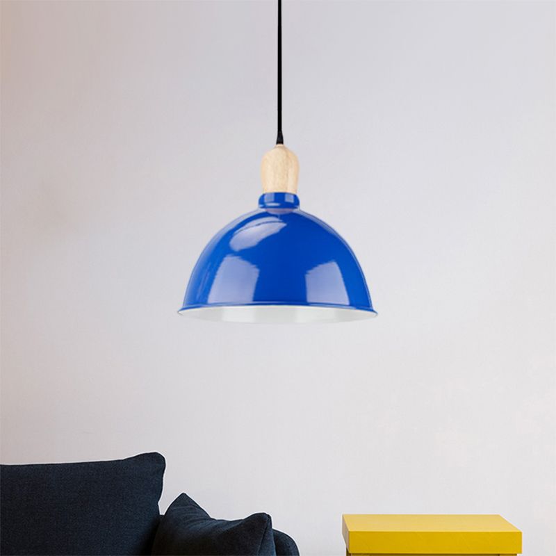 Kuppel Schatten Metallic Hanging Light Retro Style 1 Kopf Esstisch Deckenanhänger -Anhänger in Schwarz/Weiß