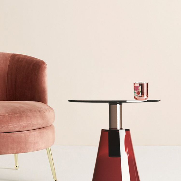 Contemporary Glass Top Pedestal Round Living Room Accent Side Table