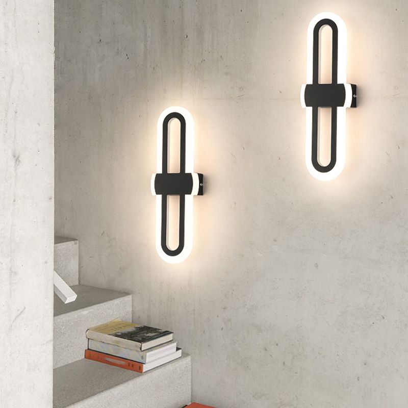 Cronique en métal simple contemporain Lumière murale à LED noire pour chambre à coucher